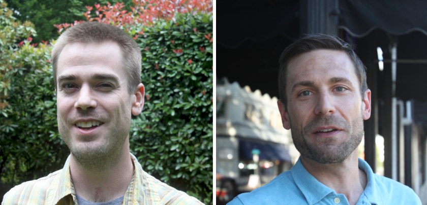 I interviewed these two veterans in Portland, Ore., for my fellowship with News21. Clinton Hall (L) was an infantryman in the Army; Scott Branscum (R) was flight medic for the Air Force. 